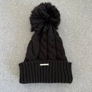 Michael Kors Black Chunky Cable Knit Winter Beanie Hat